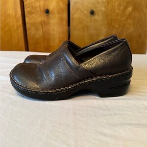 Brown Women’s Leather Slip-On Clogs